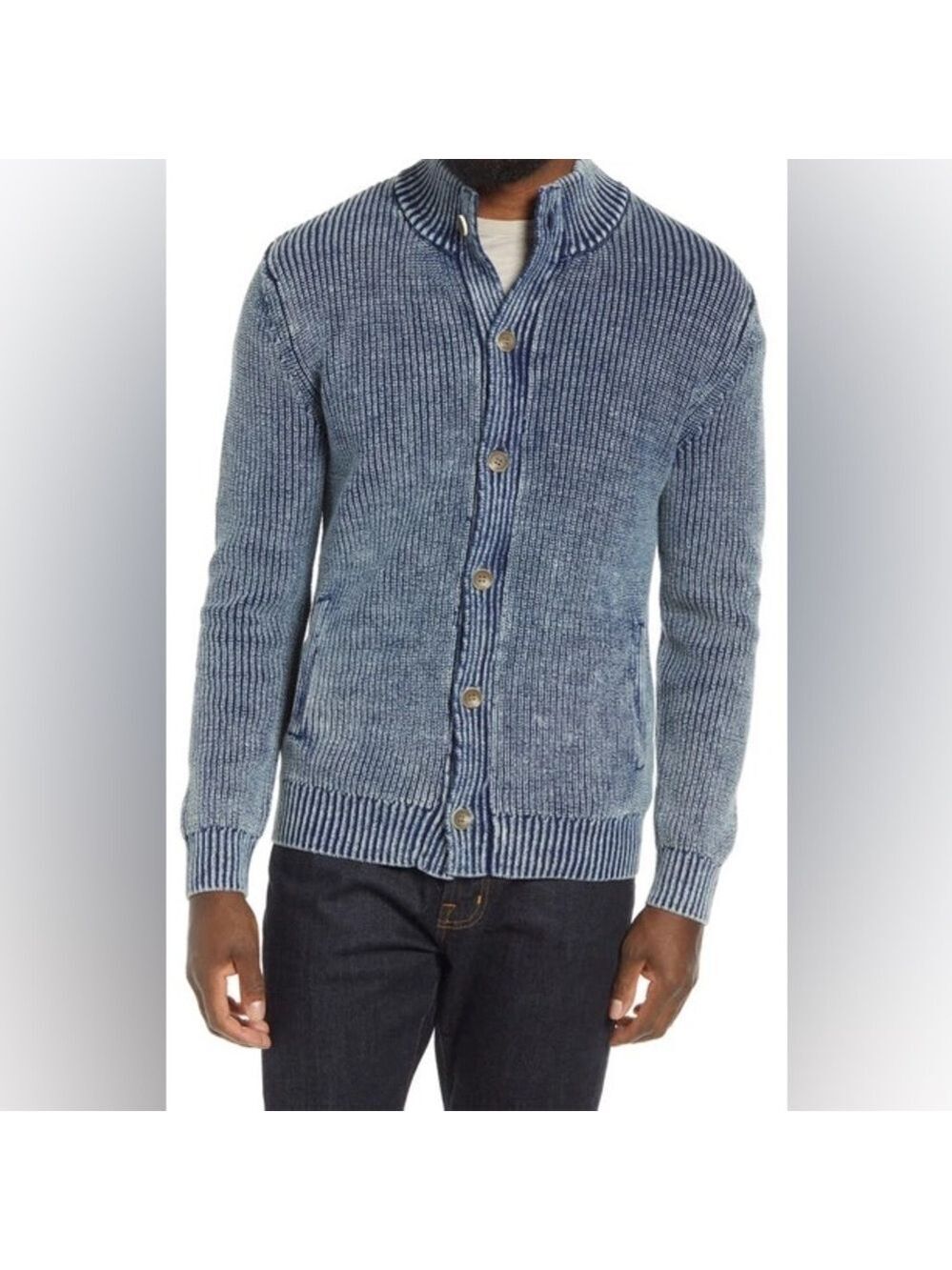 PETER MILLAR Seaside 100% Cotton Cardigan Washed Indigo
Size XL